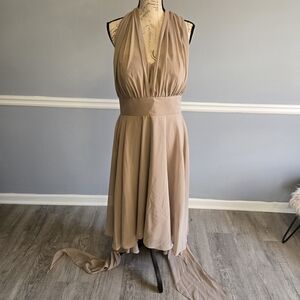 Elegant Tan Halter Dress